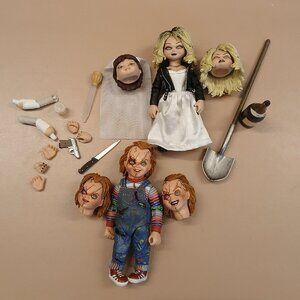 Chucky & Tiffany mini dolls with exchangeable heads & arms with accessories